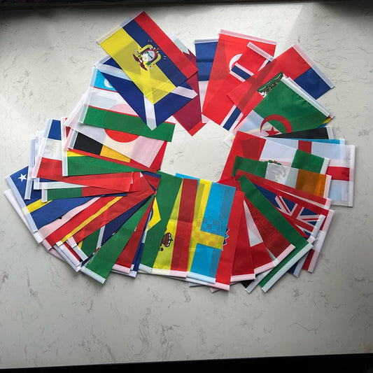 2026 world Country  hand Flag 14x21cm 48pcs Football cup Countries Flag Bunting National String Banner Event Garlands decoration